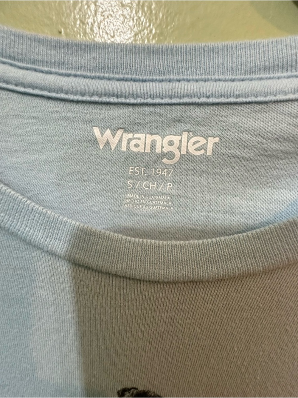Wrangler Light Blue Long-Sleeve Tee with Western Horse Graphic - Picture 2 of 4